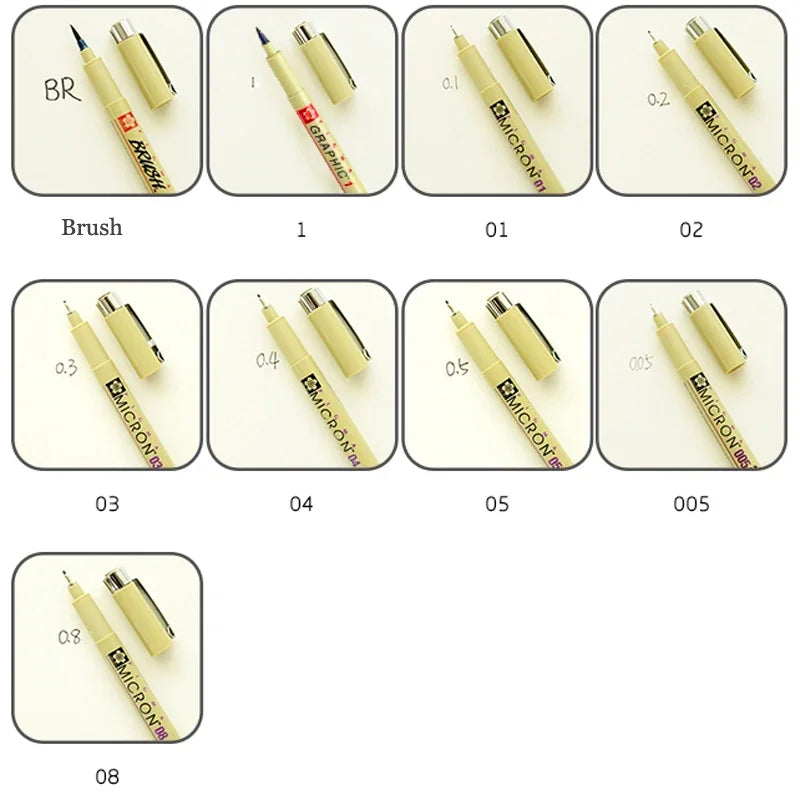7/9pcs Sakura Liner Pen Set Waterproof Black Fineliner Micron Pen
