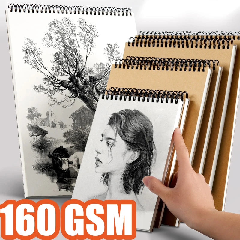 Spiral Bound Artist Sketchbook - 60 Pages of 160gsm for Drawing and Watercolor