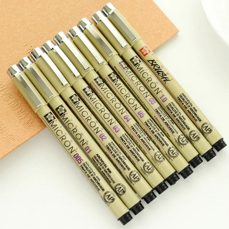7/9pcs Sakura Liner Pen Set Waterproof Black Fineliner Micron Pen